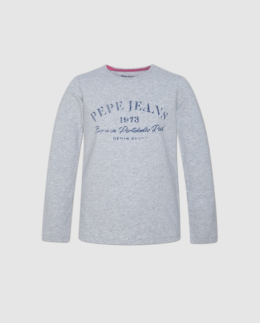Camiseta de niña Pepe Jeans en gris con print
