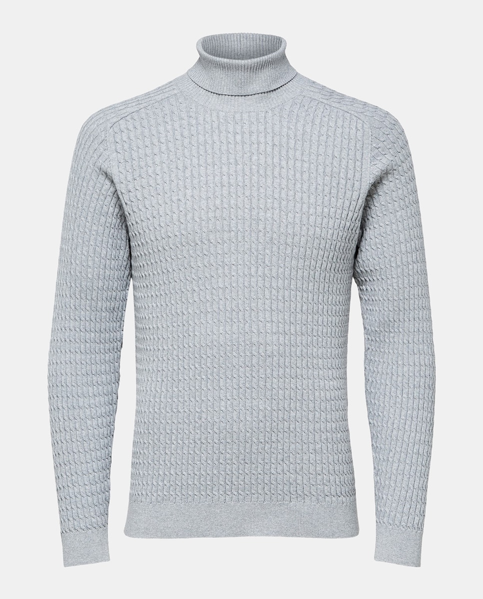 Jersey de hombre gris claro con cuello alto · Selected · Moda · El