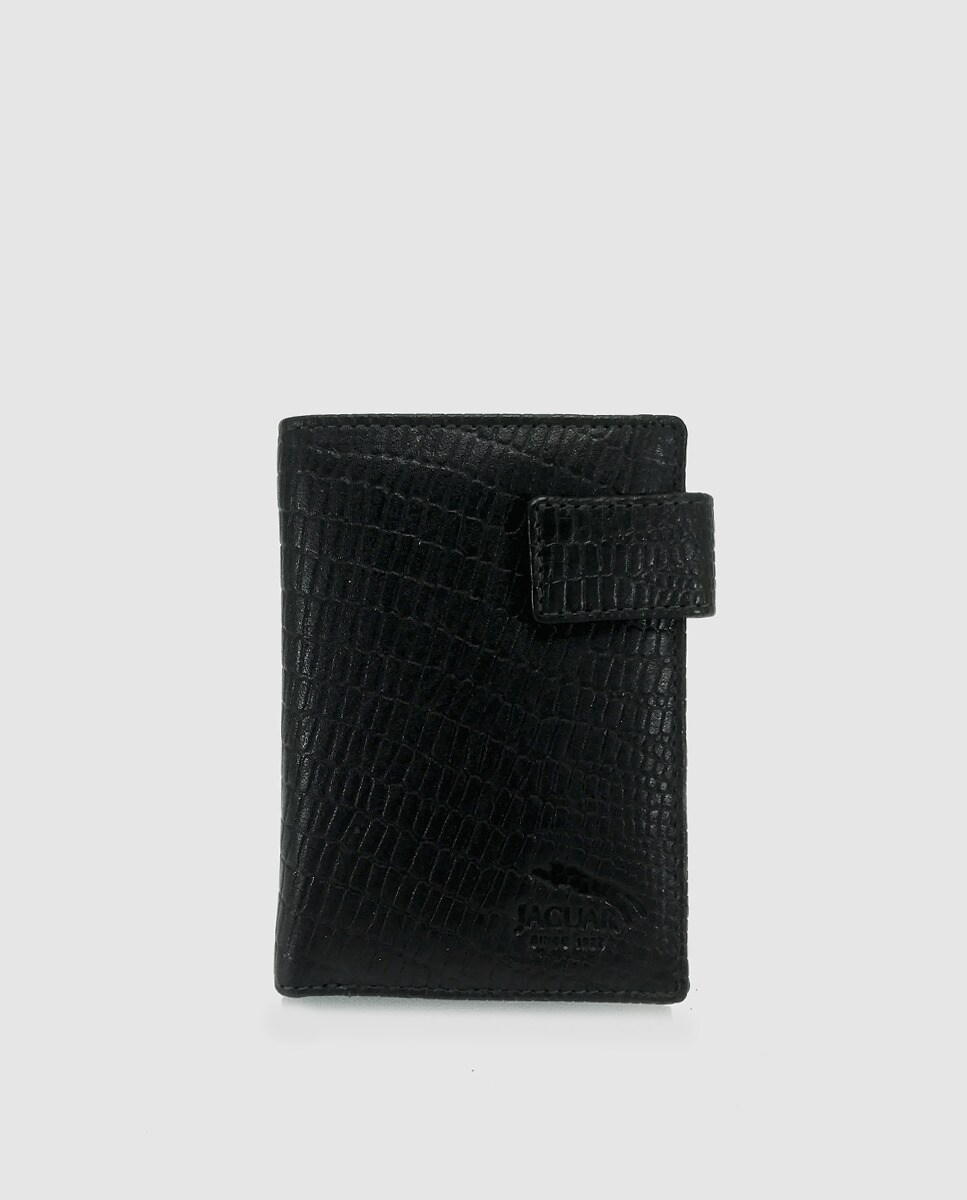 Jaguar men's black embossed leather vertical wallet with tab · Men's