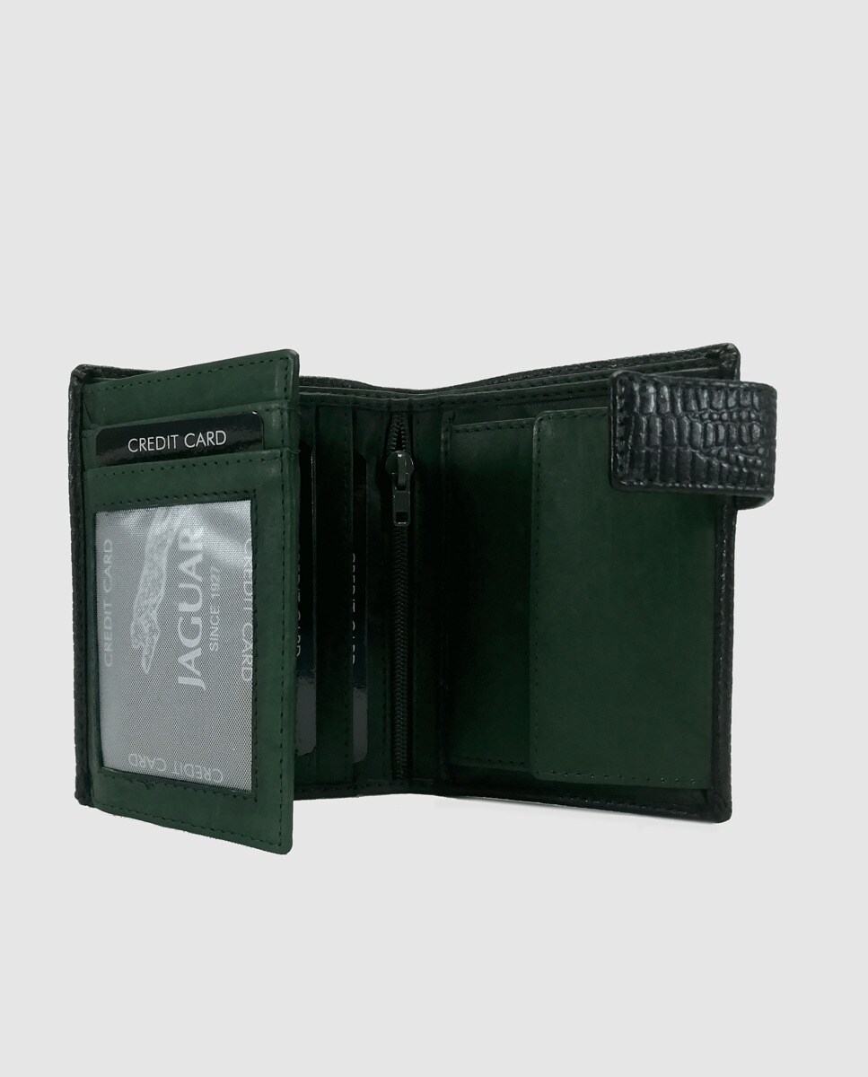 Jaguar men's black embossed leather vertical wallet with tab · Men's