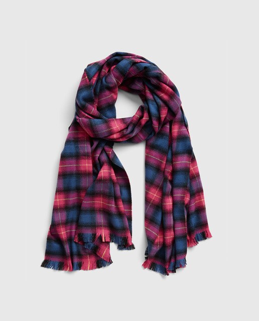 Cachecol em tecido jacquard às riscas multicolor