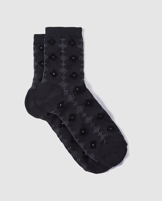 Meias de mulher July Khu Fantasia com elipses pretas