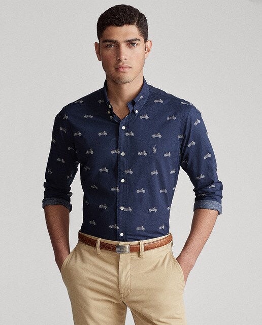 camisa azul hombre