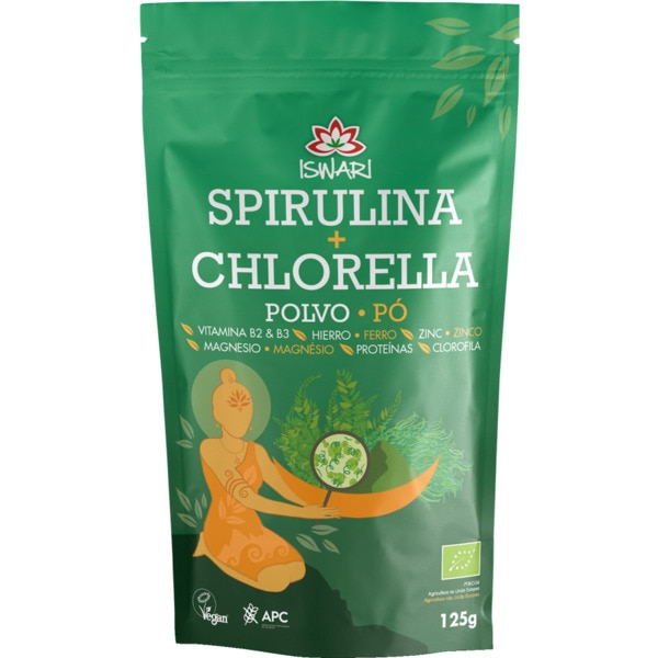 Spirulina + Chlorella em Pó Biológica embalagem 125 g