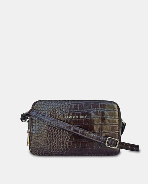 Torrens Women S Small Dark Brown Crossbody Bag With Mock Croc Embossing Torrens Women S Small Dark Brown Crossbody Bag With Mock Croc Embossing