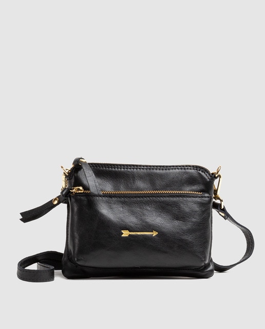 black leather mini crossbody bag