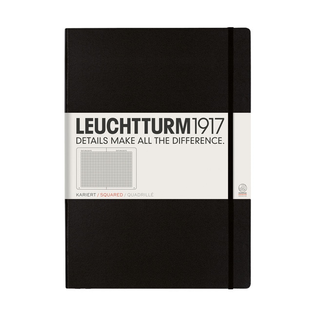 Cuaderno de Notas A4 Tapa Dura Cuadrícula 5x5 mm Leuchtturm1917 Negro.