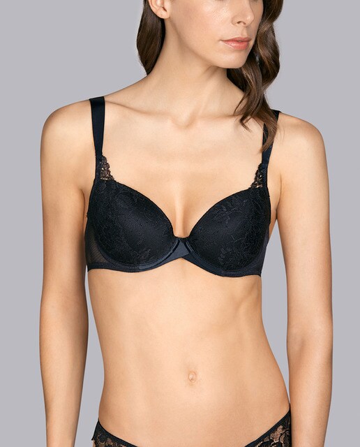Soutien de copa moldada Tiziano preto com renda