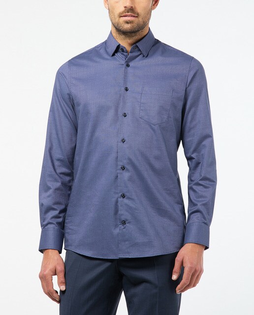 Camisa de homem Classic lisa azul