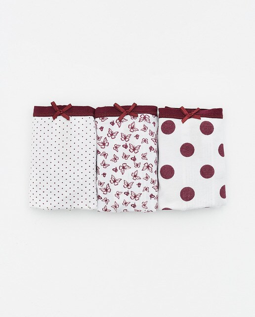 Pack de cuecas altas estampadas bordeaux