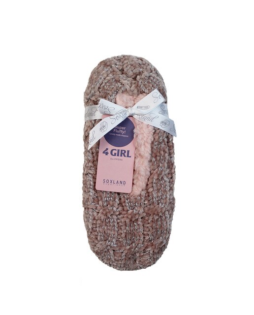 Meias anti deslizantes de mulher Soxland entrançadas rosa