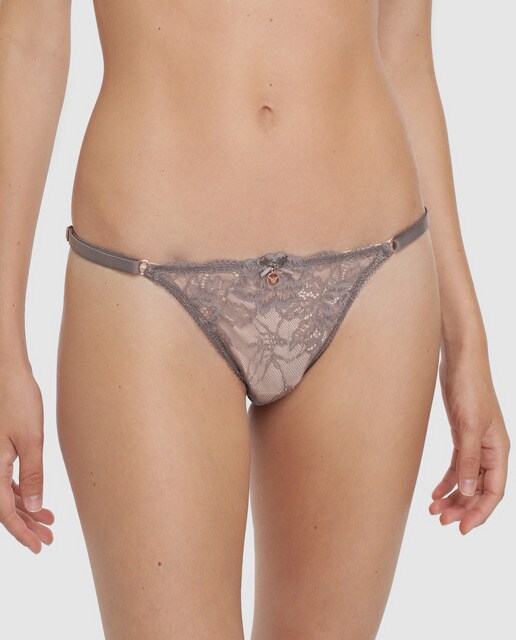 Tanga Eternal Lace cinzenta com renda
