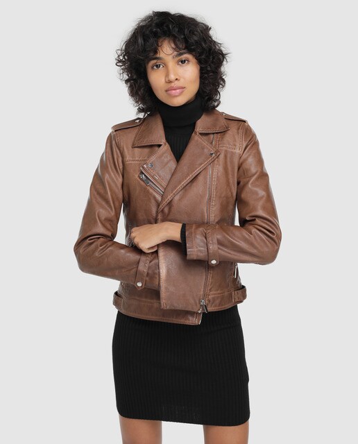 Women S Faux Leather Biker Jacket