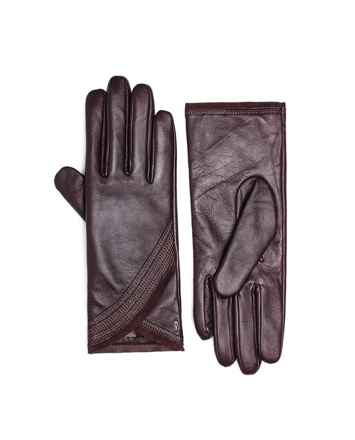 maroon leather gloves