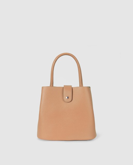 Mala Tote grande Gloria Ortiz Pauline bege com efeito saffiano