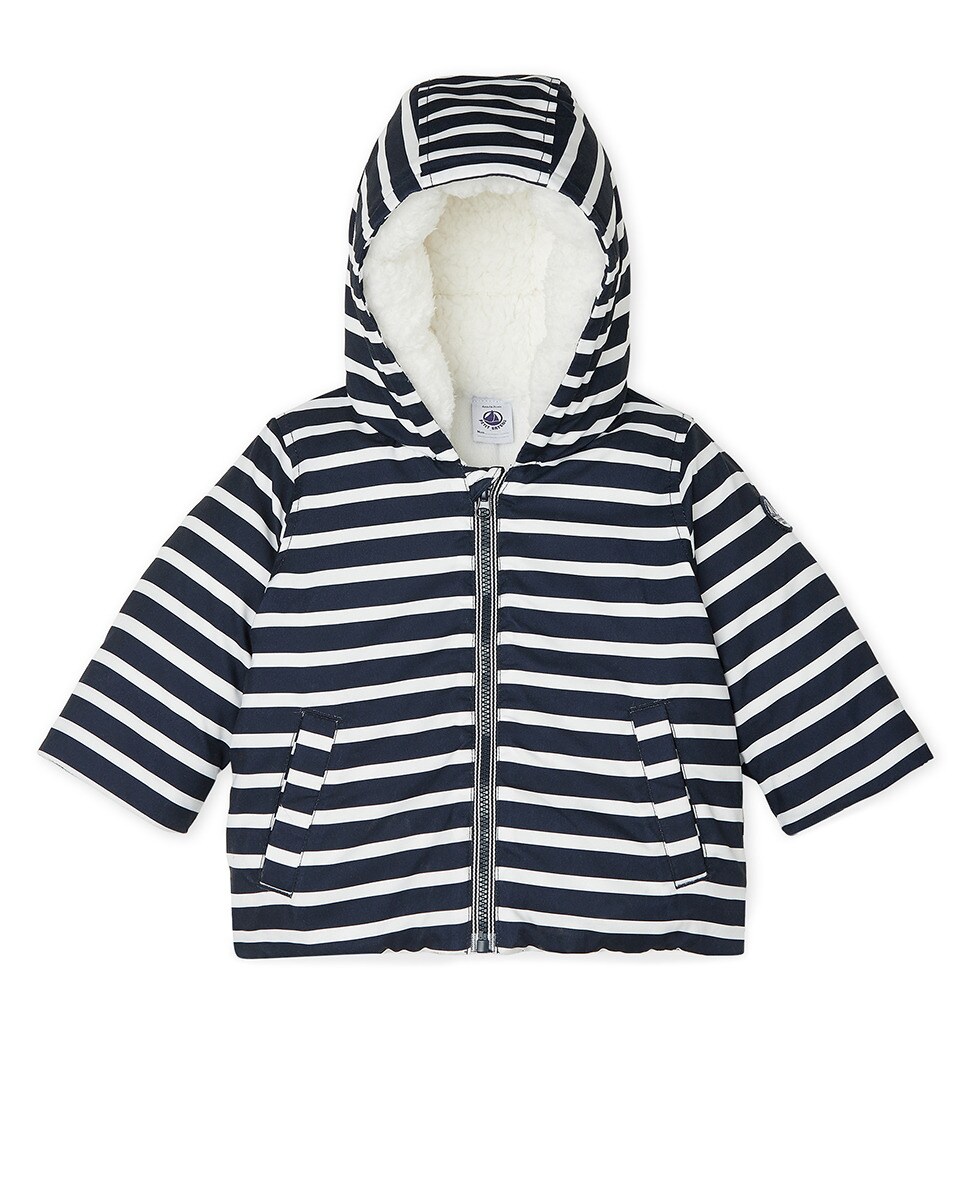 Parka de bebé niña Petit Bateau de rayas azul marino · Petit Bateau