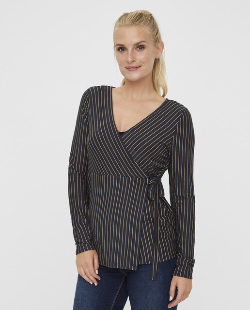 T-shirt de pré-mamã com decote cruzado e laçada