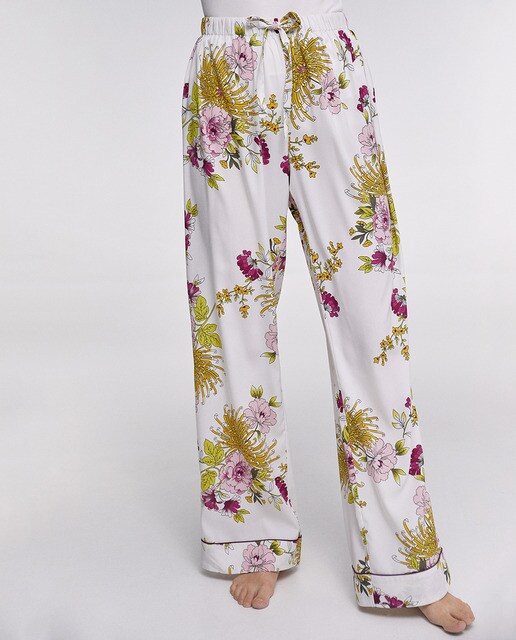 Calças de pijama com estampado floral