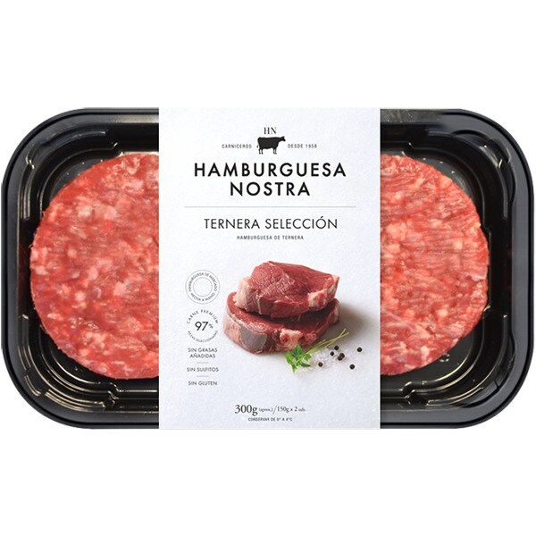 HAMBURGUESA NOSTRA hamburguesa Ternera Selección 2 unidades sin gluten bandeja 300 g