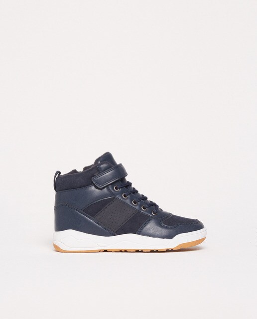 blue high top trainers