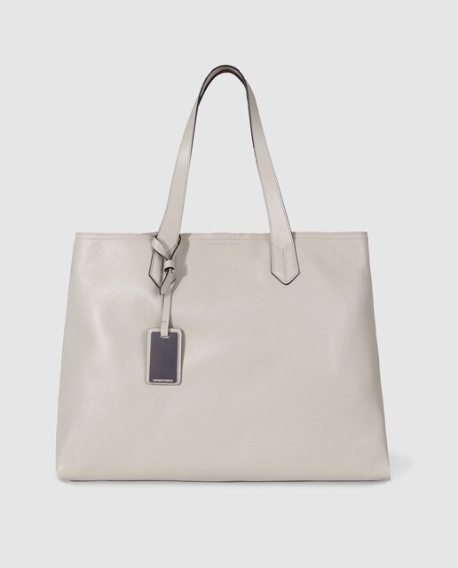 Mala Shopping Emporio Armani cinzenta em pele com porta-moedas interior