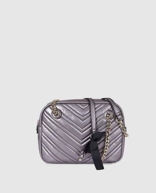 Mala de ombro Gloria Ortiz Sasha acolchoada prateada