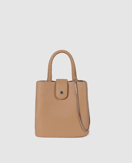 Mala de mão mini Gloria Ortiz Pauline bege com asa comprida