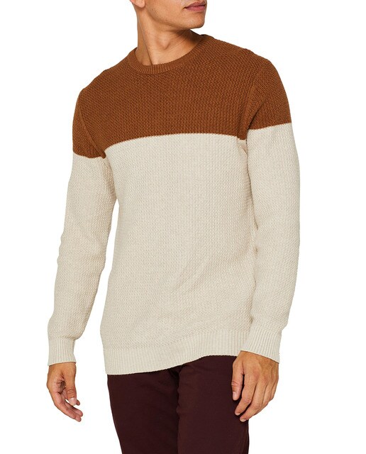 men's tan crew neck sweater