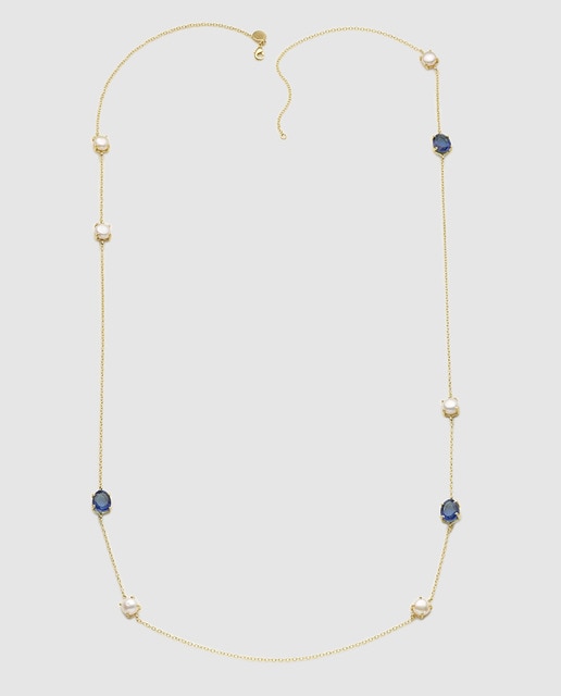 Colar Gloria Ortiz Laika de cristal azul e pérola