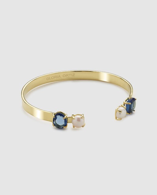 Pulseira Gloria Ortiz Laika de cristal azul e pérola