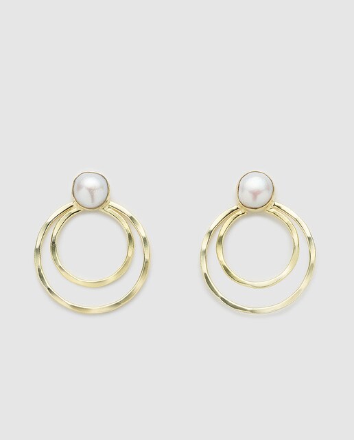 Brincos de aro Gloria Ortiz Salom com pérola