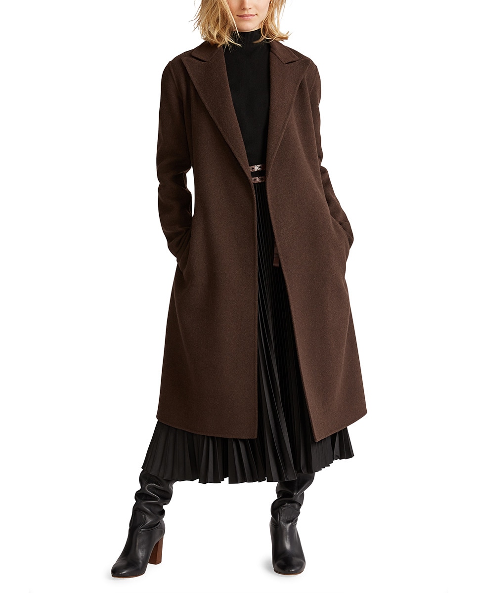 Abrigo De Invierno Largo Para Mujer Allegra K | Solapa Con Muescas | Color Rojo | Talla M