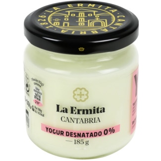 La Ermita Cantabria Iogurte Natural Desnatado 0% sem Glúten frasco 185 g