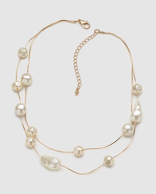 Colar El Corte Inglés multi correntes com pedraria branca