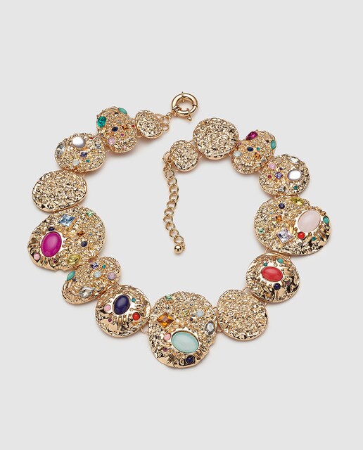 Colar El Corte Inglés de círculos com pedras multicolor
