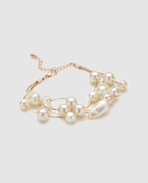 Pulseira El Corte Inglés multi camadas com pedraria branca