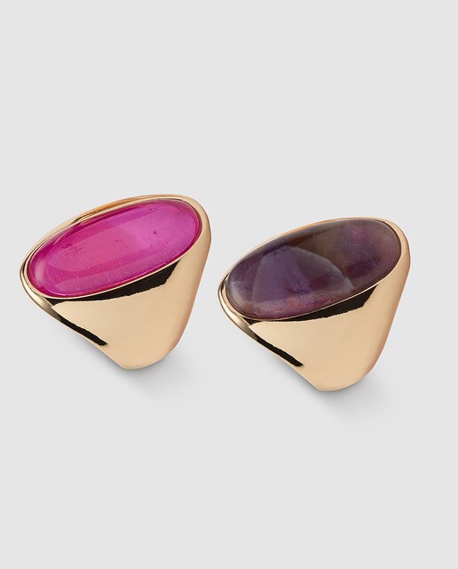 Conjunto de anéis El Corte Inglés preto e fúcsia