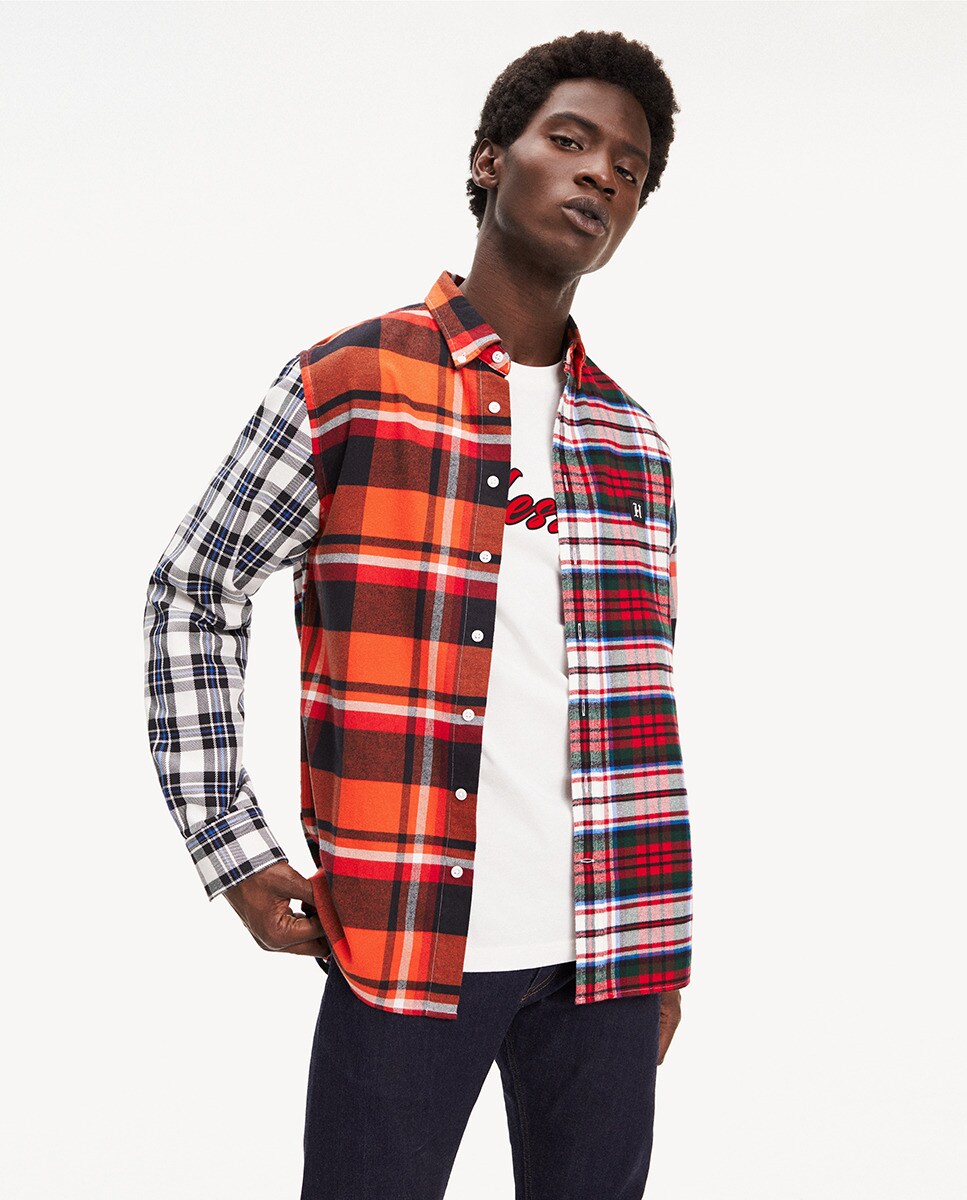 Image of TommyXLewis men's classic-fit multicoloured checked shirt, Multicoloured.