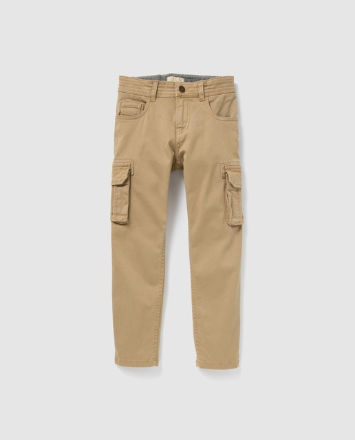 Pantalón de niño Brotes en marrón multibolsillo