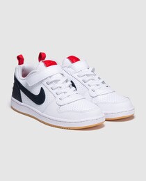 Zapatillas deportivas de niños Nike Court Borough Low en blanco con velcro y cordones Zapatillas deportivas de niños Nike Court Borough Low en blanco con velcro y cordones