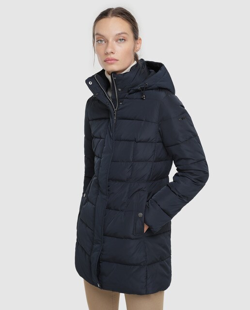 Plumífero largo de mujer en azul marino · Geox · Moda · El Corte Inglés