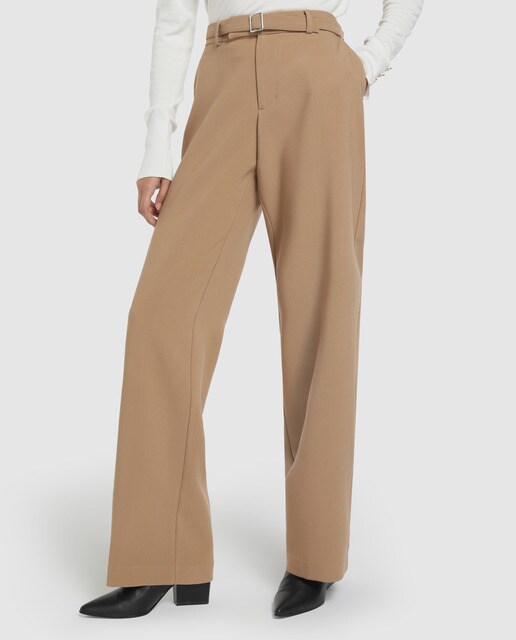 Calças regular fluidas de mulher