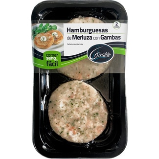 GIRALDO hamburguesa de merluza con gambas 2 unidades bandeja 200 g