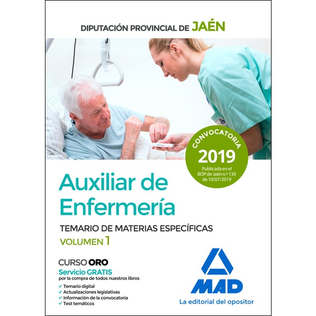 Auxiliar de enfermería de la diputación de jaén. Temario de materias específicas volumen 1 (Tapa blanda)