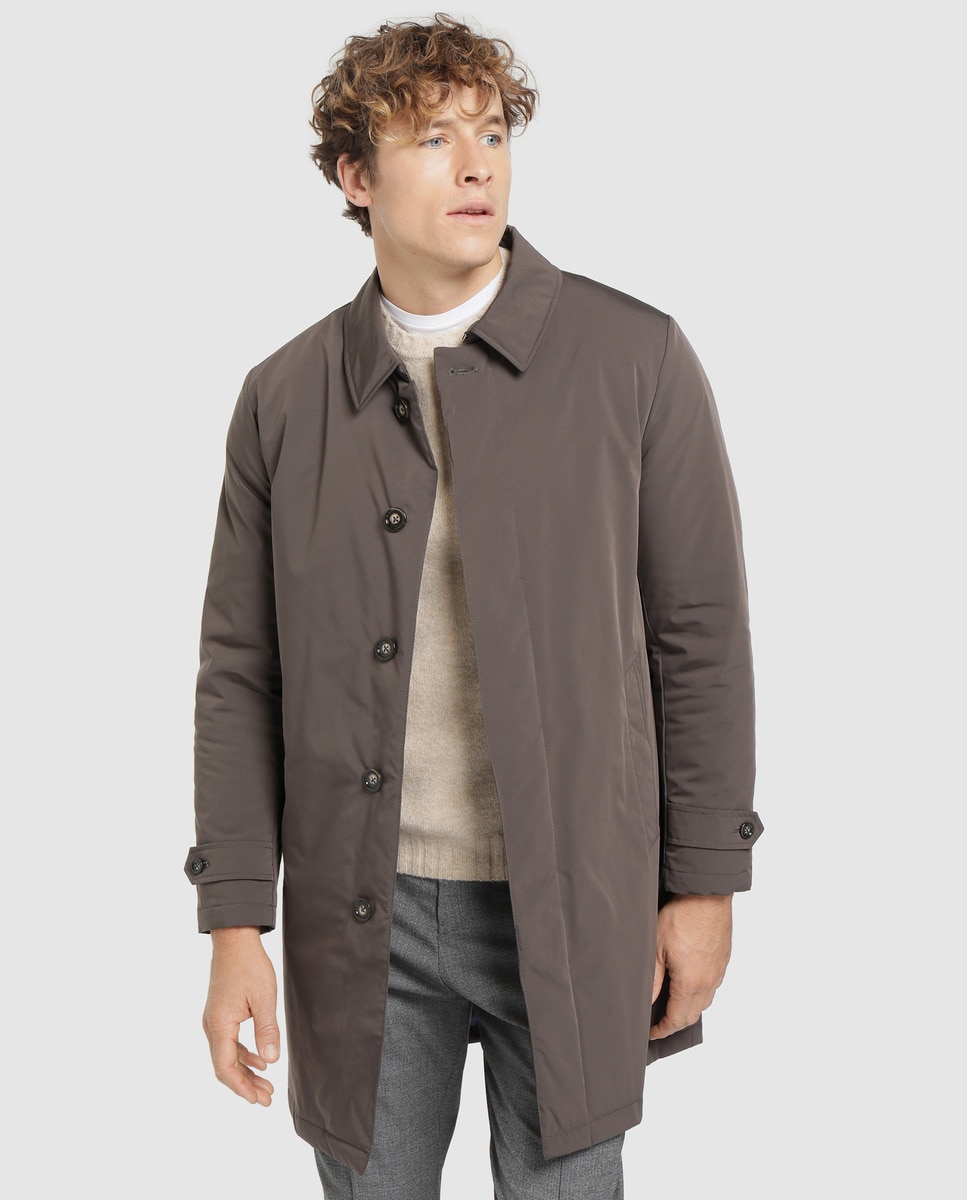 Gabardina de hombre marrón con dos bolsillos · Roberto Verino · Moda