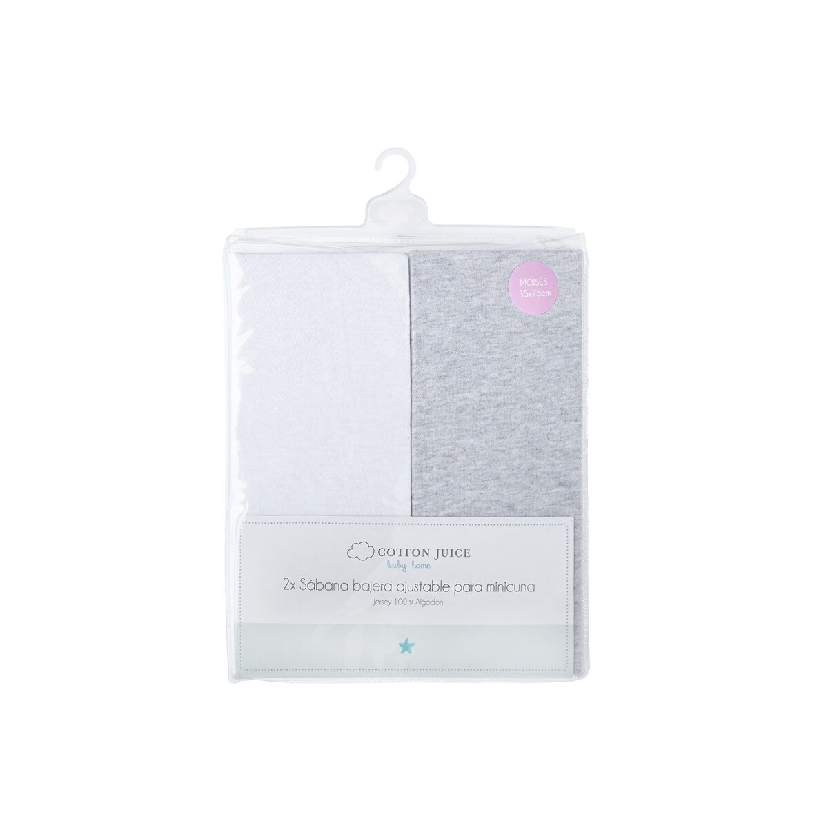 Conjunto de Lençóis de Baixo Ajustáveis em Jersey - Pack de 2 (Disponível em Várias Medidas) Cinzento / Branco-2