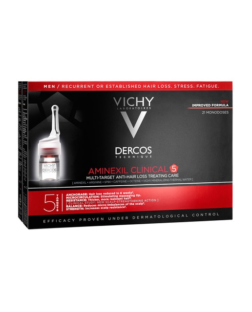 21 Ampollas Anticaída Dercos Aminexil Clinical Hombre Vichy