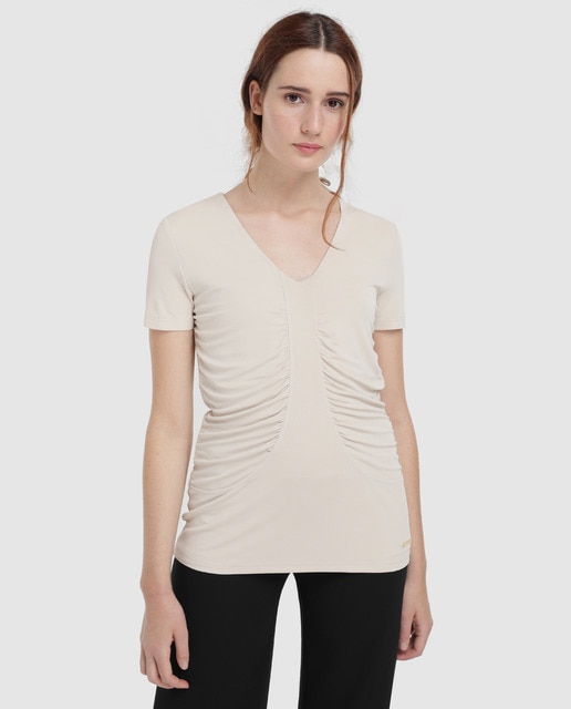 ruched v neck t shirt