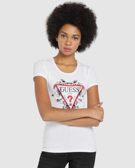 camiseta guess blanca