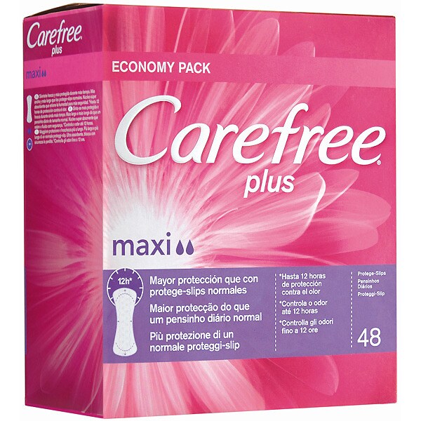 Buy Plus maxi panty liner box 48 units · CAREFREE · Supermercado El